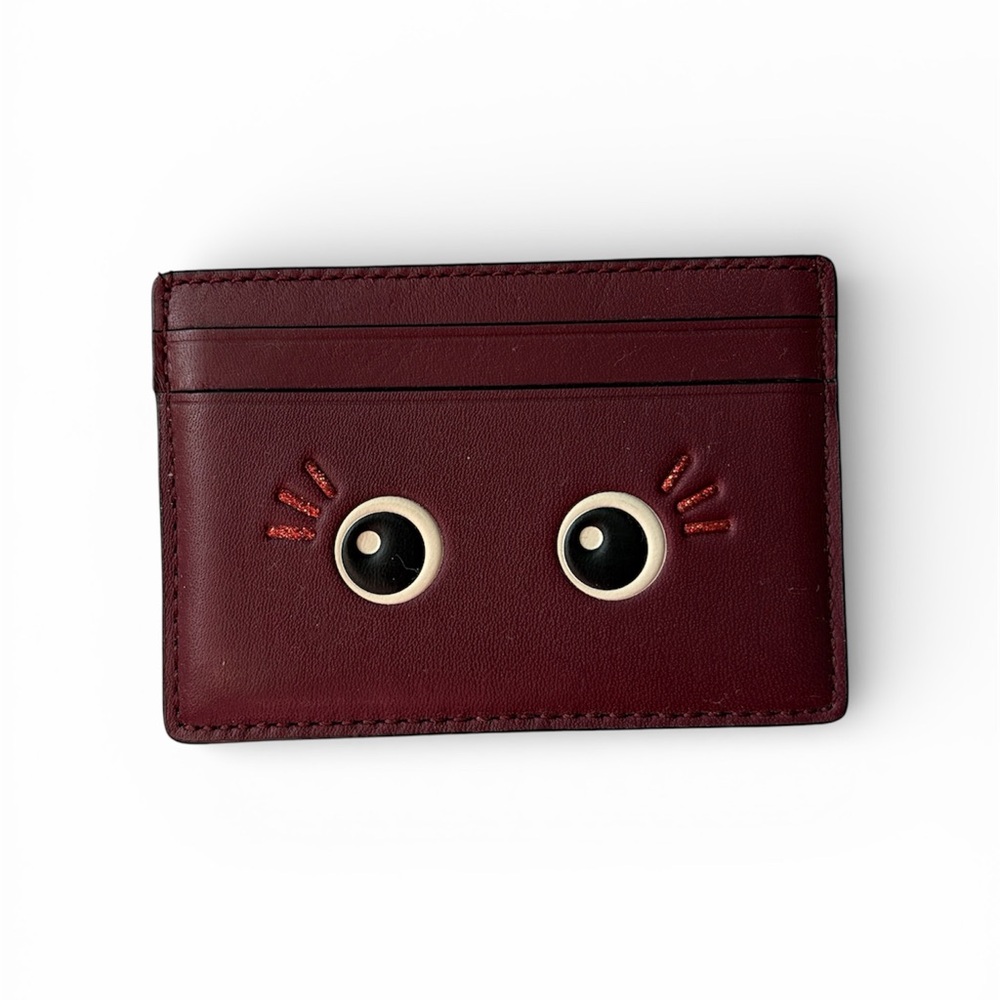 COACH Slim Leather Card Case in Wine - Glitter Flirty Eyes